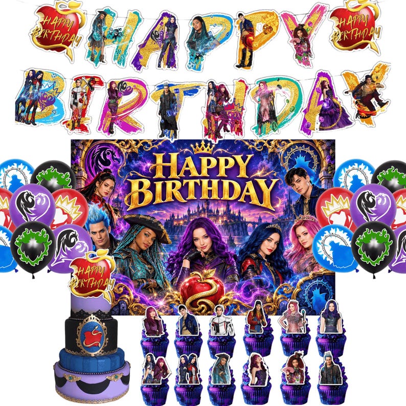 Kids Birthday Party Decorations Set, Purple and Gold Fantasy Theme - Etsy