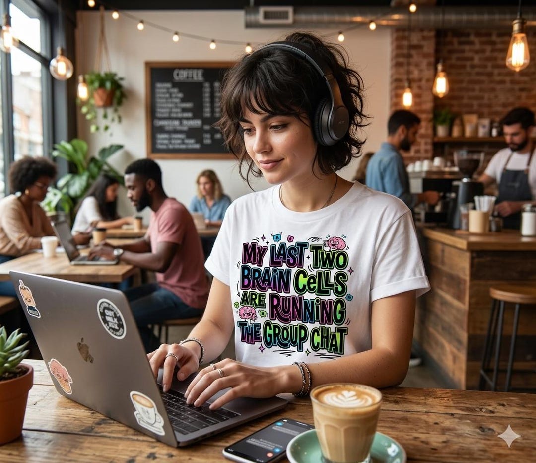 My Last Two Brain Cells Are Running the Group Chat T-shirt | Funny Text ...