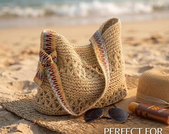Borsa a secchiello in paglia stile boho: tracolla colorata, borsa da spiaggia intrecciata a mano, borsetta estiva intrecciata, borsa urbana per pendolari, regalo per le vacanze per lei