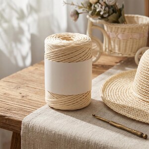 Soft Washable Polyester Raffia Yarn for Crochet - Durable Synthetic Straw Thread for Summer Beach Hats and Bags - DIY Craft Supplies