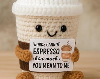 Crochet Coffee Cup with Message Card Gift