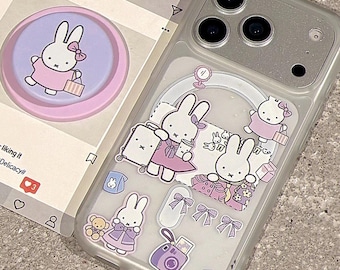 Miffy Purple Butterfly Bow MagSafe Phone Case / iPhone 17 Pro Max Case / Magnetic Phone Stand / iPhone 17 Pro Case / iPhone 17 Case