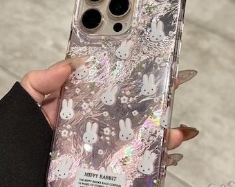 Miffy Pink Floral Phone Case / iPhone 16 Pro Max Case / iPhone 16 Pro Case / iPhone 16 Case / Cartoon Phone Case / iPhone 15 Case