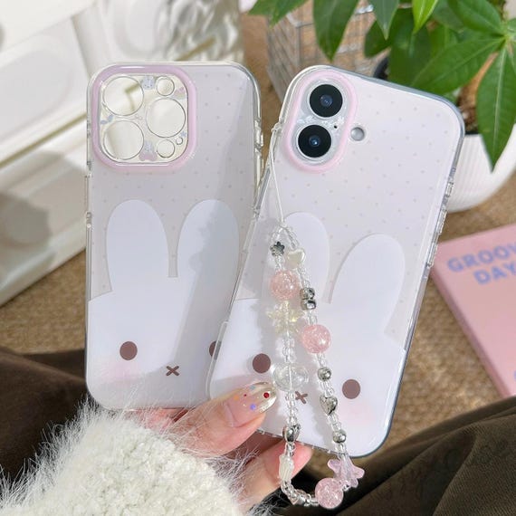 Miffy Phone Case / iPhone 17 Pro Max Case / iPhone 17 Pro Case / iPhone 17 Case / Pink Miffy Case With Chain