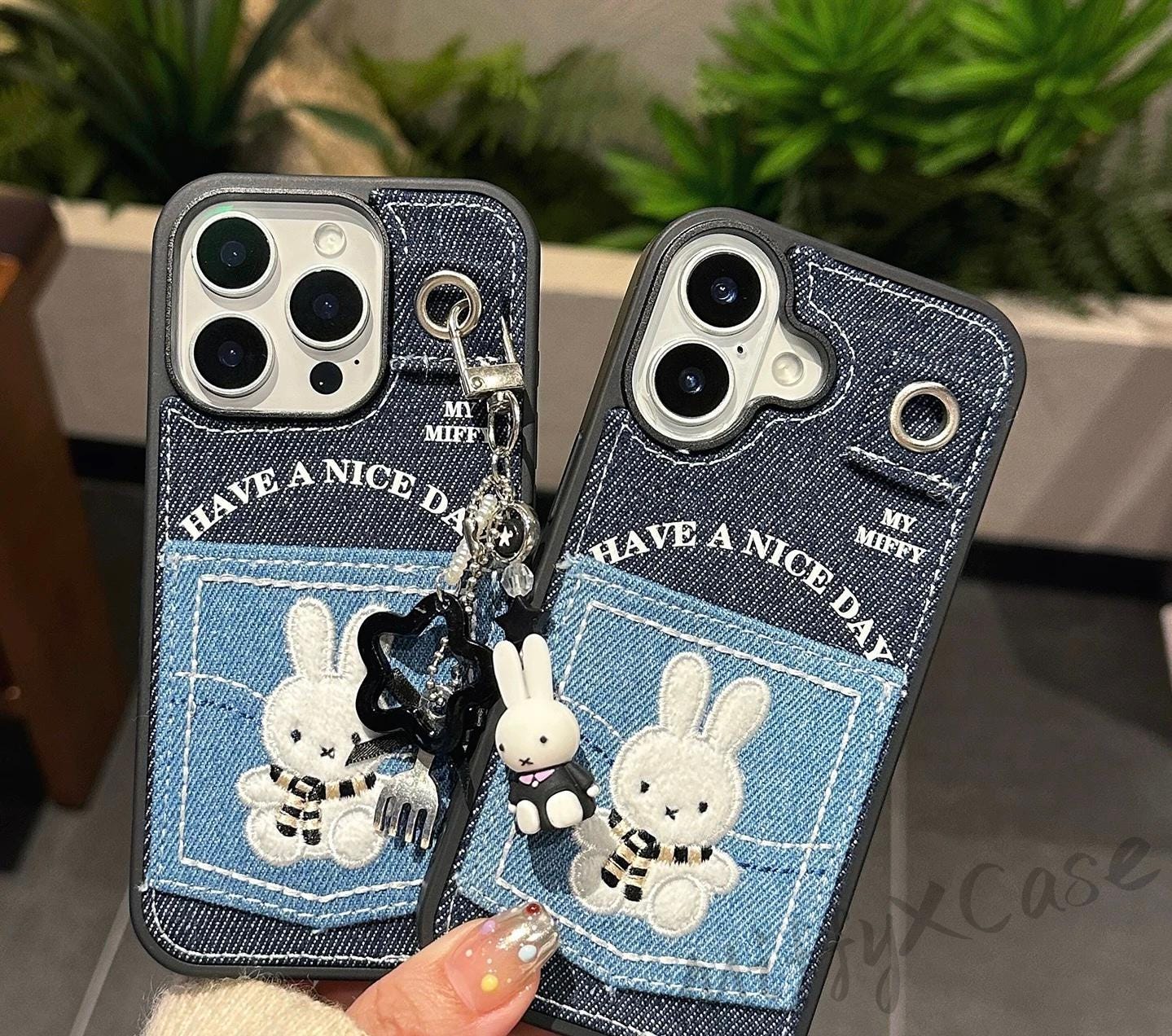 Urban Sophistication/17promax/ミッフィー Miffy Phone Case / iPhone 17 Pro Max Case / Embroidery Style Denim