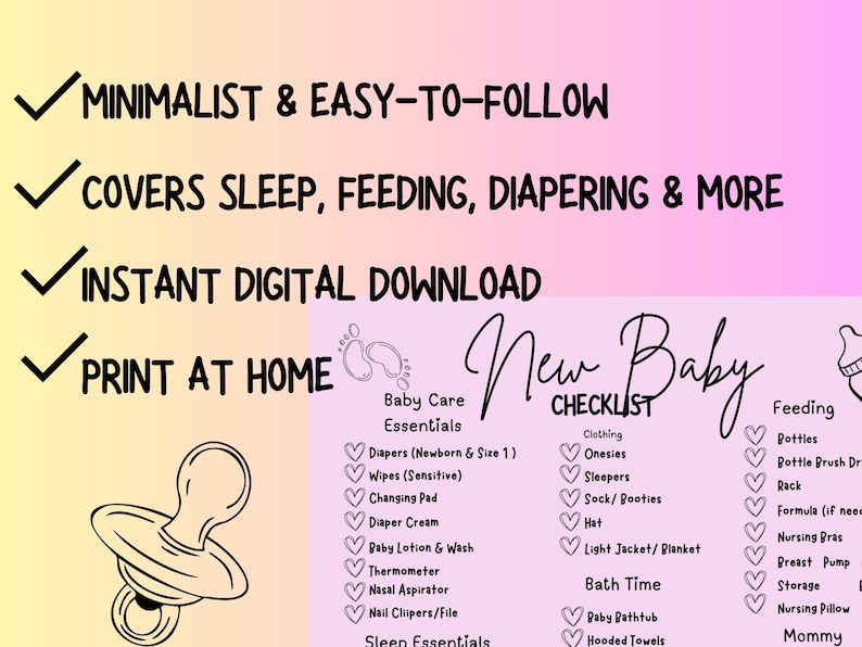 New Baby Essentials Checklist | Minimalist Newborn Must-haves (PDF ...
