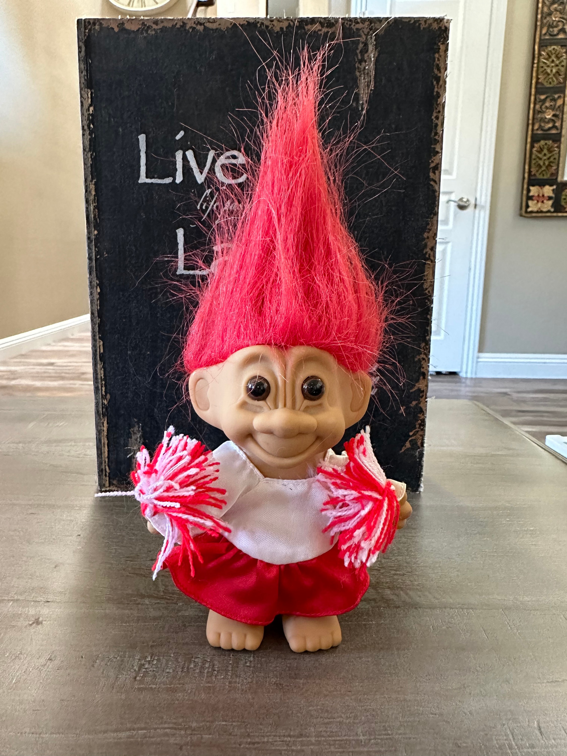 Vintage Russ Troll Doll, Cheerleader Troll, Red Hair Tolls