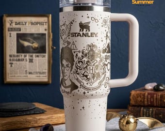 Wizards Engraved Stanley 40oz Tumbler, Personalized Insulated Travel Mug with Handle, Custom Fan Gift