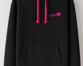 BigRigGray: Heavyweight Unisex Premium Hoodie Black/Fuchsia
