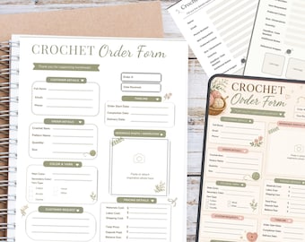Crochet Order Form, Custom Yarn Invoice Template, Small Business Printable, Boho Minimalist, Floral Styles