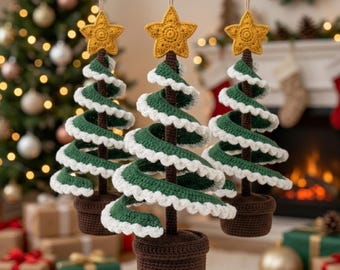Crochet Christmas Tree Pattern, Spiral Tree Ornament PDF Tutorial, Holiday Amigurumi Craft