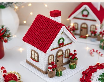 Christmas Cottage Crochet Pattern PDF: 3D Village House with Step-by-Step Photos