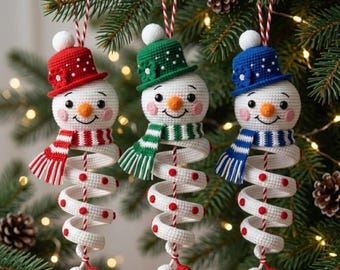 Crochet Snowman Wind Spinner Pattern, Christmas Amigurumi Ornament PDF, Holiday Hanging Decor DIY