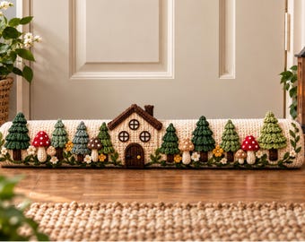 Crochet Door Draft Stopper Pattern PDF | Woodland Cottage Door Snake | Mushroom Cottagecore Home Decor Download