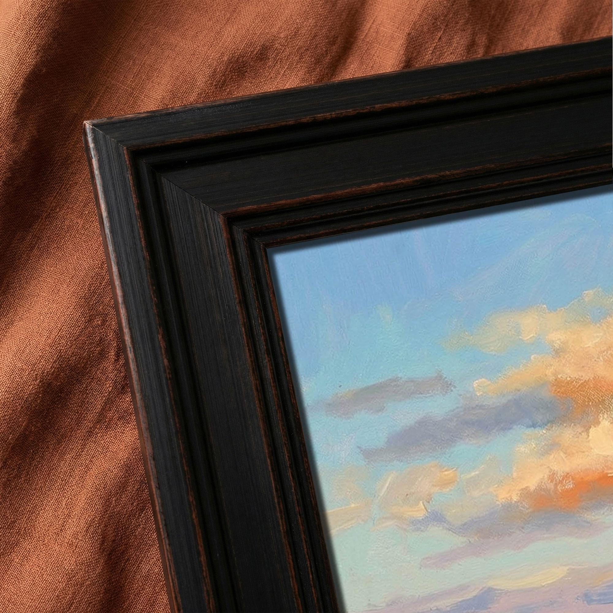 Vintage Cattle Drive Painting, Old West Longhorn Herd, Cowboy Roundup ...