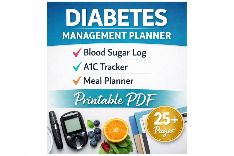 Diabetes Management Planner Printable | Blood Sugar Tracker | Glucose ...
