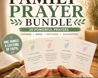 Prayers of Covering — Family Prayer Card Bundle | 20 Scripture Prayer Cards for Fathers Mothers Sons Daughters | Printable 5x7 | Faith Gift