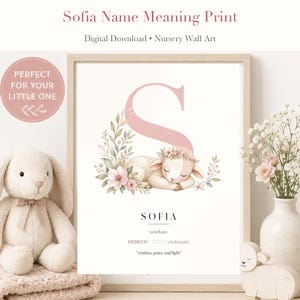 Sofia Name Meaning Print, Christian Nursery Wall Art, Hebrew Transliteration, Girl Room Decor, Digital Download