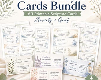 Christian Breath Prayer Cards Bundle | Anxiety & Grief Scripture Cards | 60 Printable Bible Verse Cards | Faith Gift Set | Digital Download