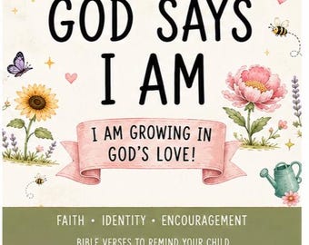 God Says You Are Kids Safari Animal Bible Verse Wall Art | Christian Nursery Print | Scripture Identity Poster for Children