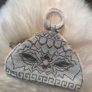 White Vintage Czechoslovakian Beaded Handbag