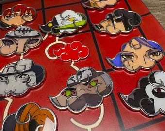 Set di 11 spille smaltate Akatsuki