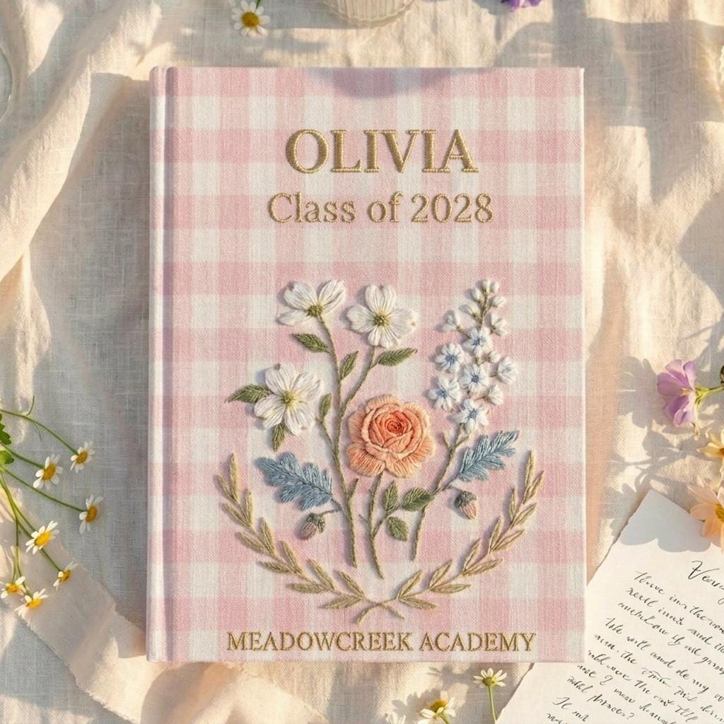 Graduation Scroll Notebook Personalized Embroidered Graduation Notebook, Floral Gingham Memory ...