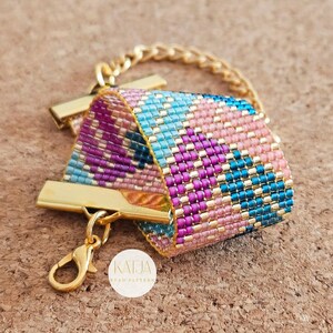 Miyuki Delica Beads 11 • DIY Loom Bracelet Pattern • Geometric Handmade Jewelry Supplies • Digital Download • Pastel Diamond Weave