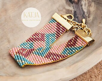 Pastellfarbenes Diamantwebarmband-Muster • Geometrisches Boho-Armbandmuster (PDF) • Delica-Saatperlen 11/0 • Digitales Produkt