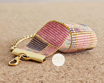 Miyuki-Armband • Webarmband-Anleitung • Perlenwebrahmen-Diagramm • Webperlenarmband-Tabelle • Art-Deco-Schmuck • Blush Geometry