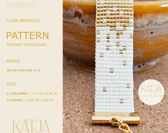 Miyuki Delica 11/0 Bead Loom Bracelet Pattern • Handmade Bracelets for Girls • Digital Product PDF • Golden Cream Harmony