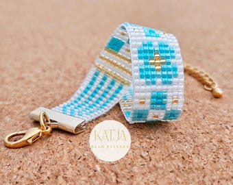 Miyuki Delica 11/0 Webperlenarmband-Anleitung: Golden Teal Harmony Design DIY (Digitaler Download)