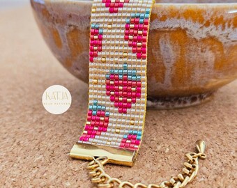 Erdbeer-Webarmband-Anleitung • 11/0 Delica-Saatperlen • Perlenmuster für Armbänder • Digitales Produkt