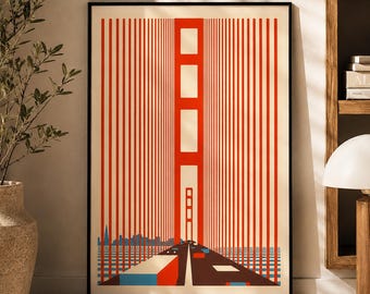 Golden Gate Bridge Wall Art, San Francisco Poster, California Travel Print, Vintage New York Times Cover, Printable Decor, Digital Download