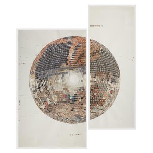 Grote kunst aan de muur discobal, moderne statementprint, oversized minimale poster, hedendaags glamourdecor, neutrale abstracte muurkunst, DIGITALE KUNST afbeelding 7