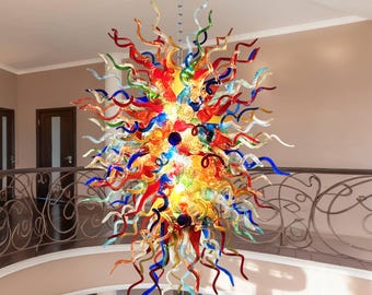 Mundgeblasenes Glas Kronleuchter Große Regenbogen Deckenleuchte