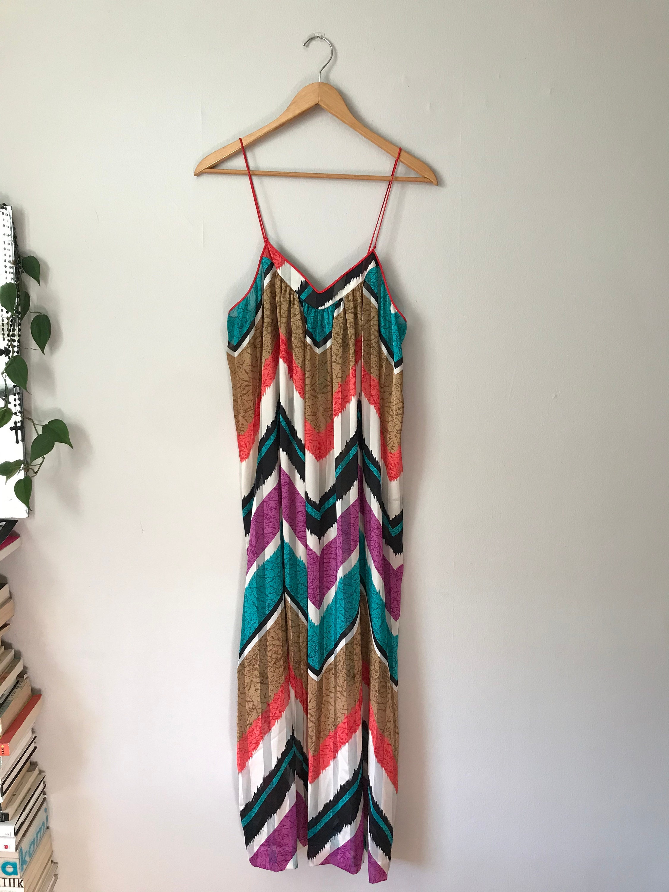 Vintage Mary McFadden Collection Vibrant Colorful Slip Dress Size Large
