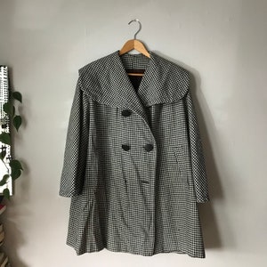 Vintage Houndstooth Black & White Coat