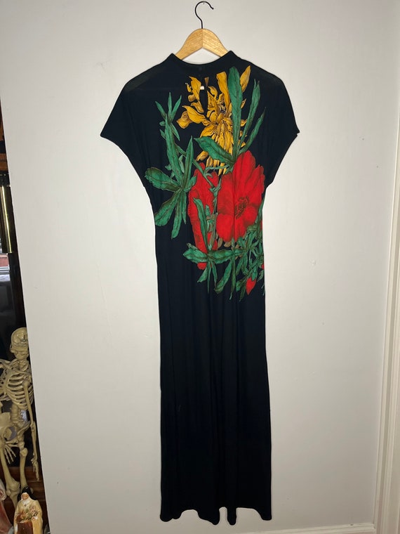 Vintage Floral Black Dress - image 5