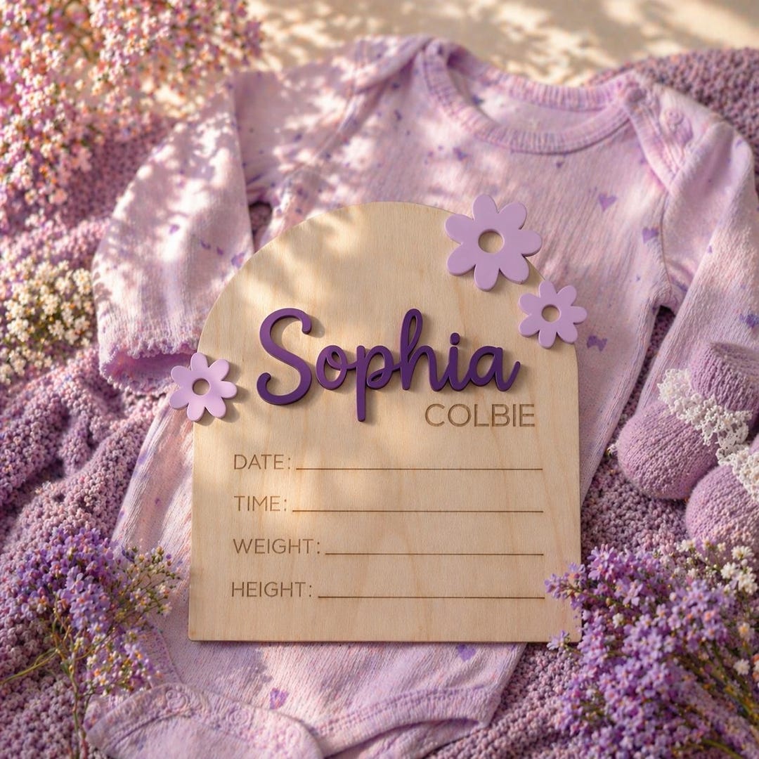 Personalized Baby Birth Announcement Plaque | Custom Wooden Name Sign ...