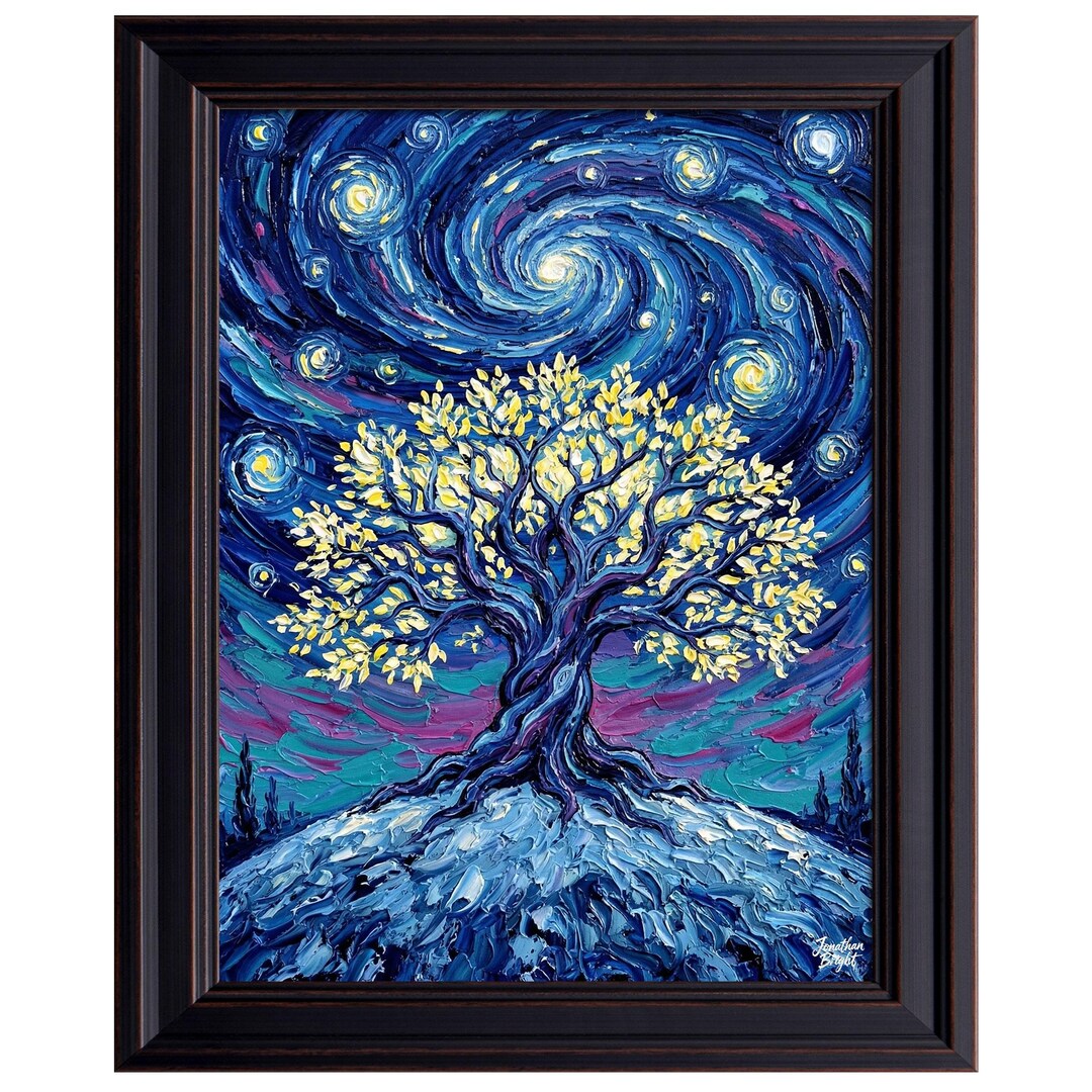 Starry Night Tree of Life Print | Whimsical Nature Wall Art, Spiritual ...