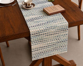 Handwoven Table Runner Cotton Acrylic Ribbed Textured Woven Farmhouse Dining Table Rustic Long Kitchen Coffee Table Linen Centerpiece Runner