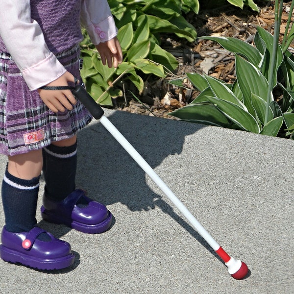 Blind Training Cane or Low Vision Cane w/ red ball tip for American Girl 18" Doll Accessories for Disabled Vision Impaired Therapy Play Gift