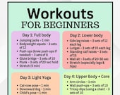 Beginner Workout Plan, 5 Day Full Body Fitness Chart (Printable)