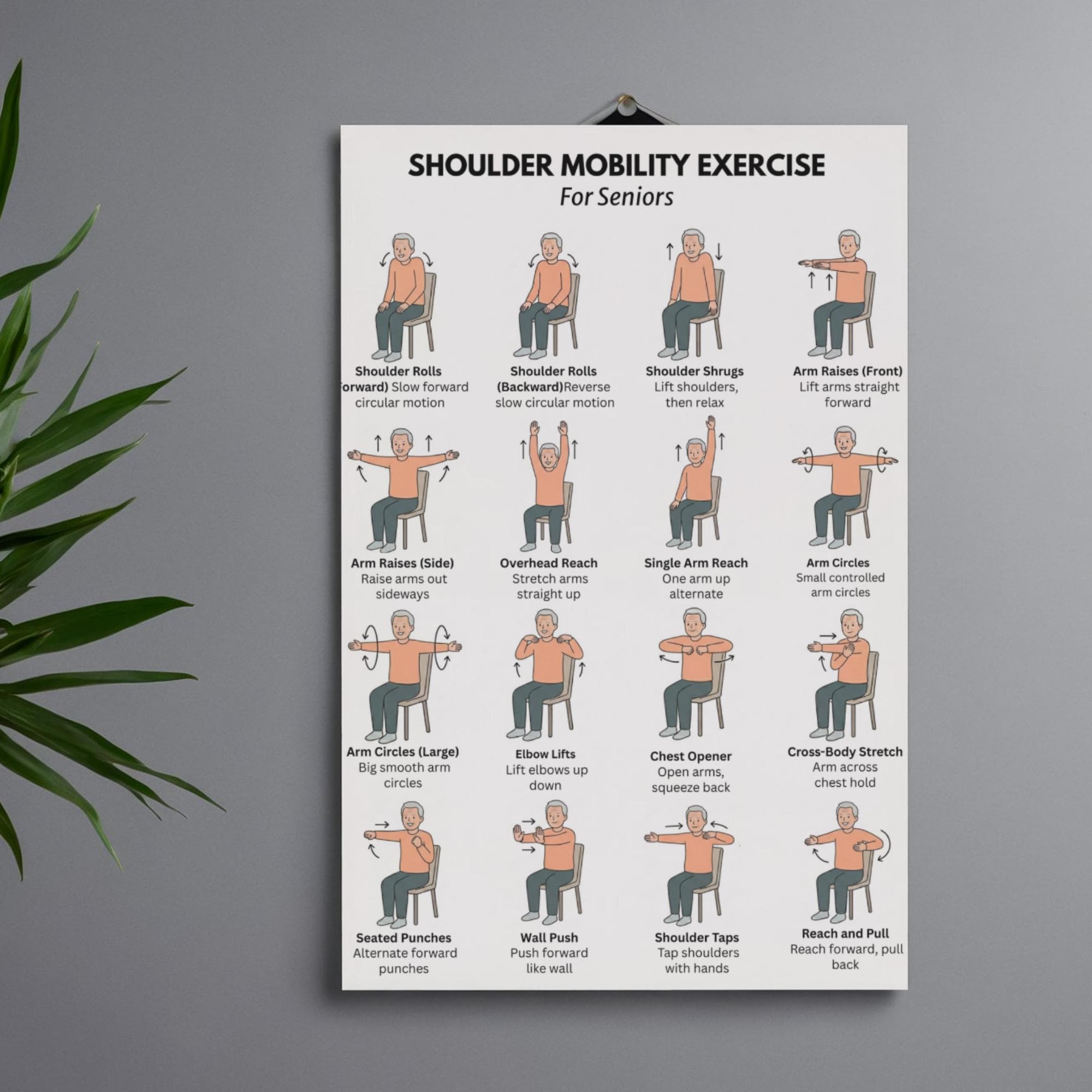 Printable Mobility Shoulder Exercise Chart for Seniors Printable, Mobility Routine PDF - Etsy