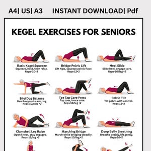 Pelvic Floor Exercises for Women 50+ Printable, Kegel Exercise Chart, Bladder Control Workout, Core Strength PDF, Menopause Fitness Guide