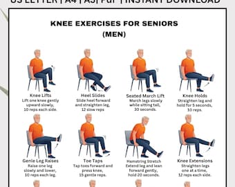 Knee Pain Relief Exercises Printable, Knee Joint Pain Workout, Gentle Knee Therapy Routine, Low Impact Rehab Exercises, Knee workout plan