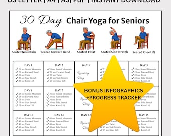 30 Day Chair Yoga for Seniors, Seated Exercise Plan (PDF Download)