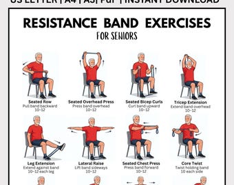 Stuhl-Widerstand-Band-Übungen für Senioren 60+, Muskeltraining Pdf-Download