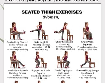 Sitzende Oberschenkelübungen für Frauen, Low-Impact-Trainingsanleitung (PDF)